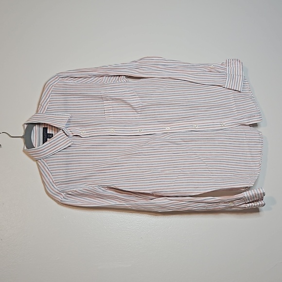 Banana Republic Other - Banana Republic men’s flax linen blend striped button-down shirt size Medium EUC